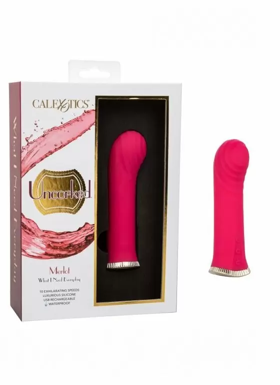 Изогнутый вибратор Uncorked  Merlot, 13.25 см, 10 режимов, силикон, розовый