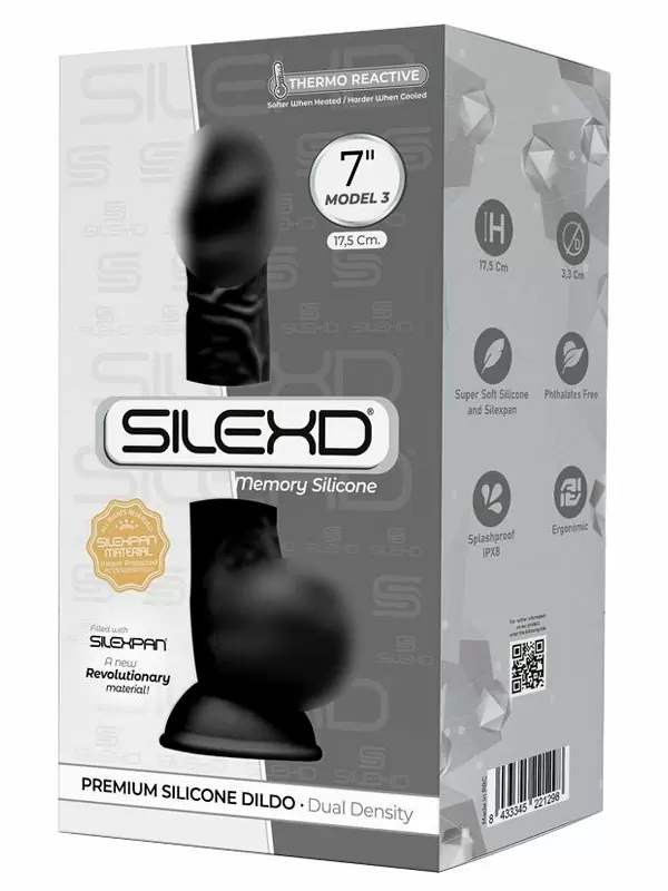 Реалистичный фаллоимитатор SILEXD Model 3, с мошонкой, 17,5 см, черный