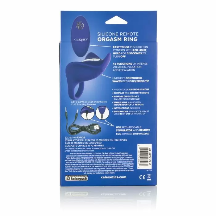 Эрекционное виброкольцо Remote Orgasm Ring с беспроводным пультом – фиолетовый