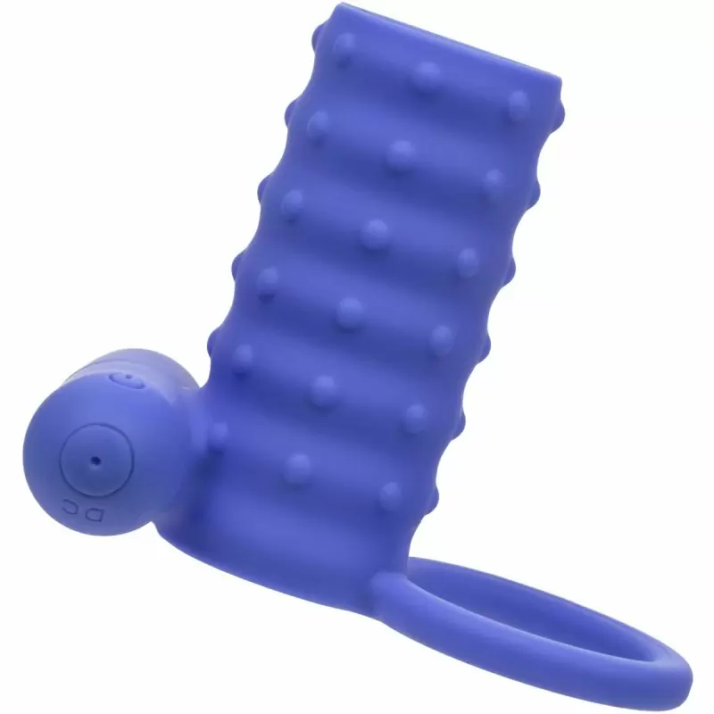 Ребристое виброкольцо-насадка Silicone Rechargeable Endless Desires Enhancer, 10,25 см, силикон, синий 