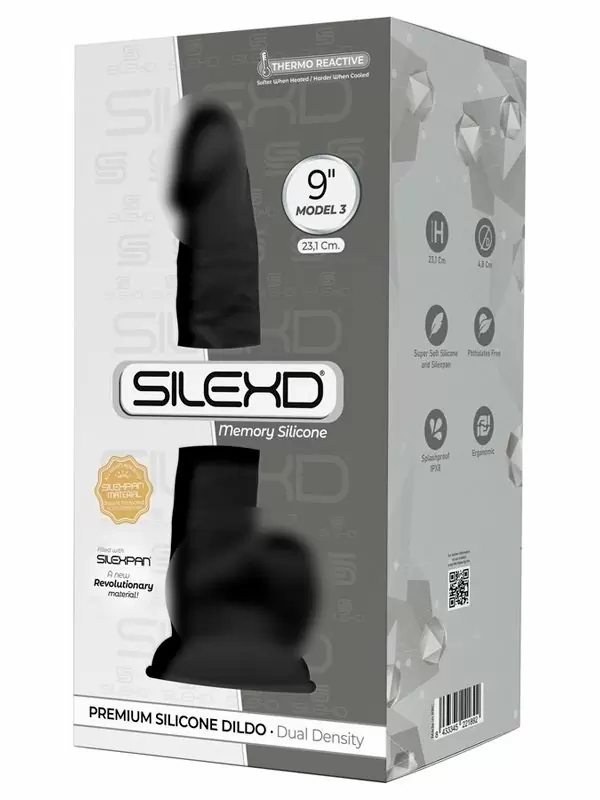 Реалистичный фаллоимитатор SILEXD Model 3, с мошонкой, 23,1 см, черный