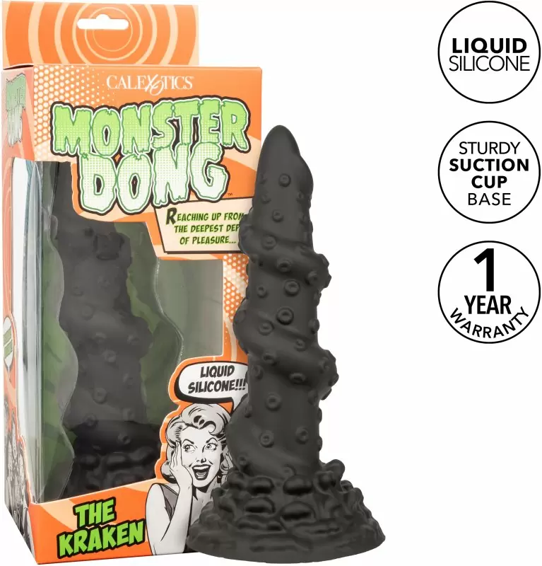 Необычный фаллоимитатор Monster Dong The Kraken, 20,2 см, тентакля, силикон, черный