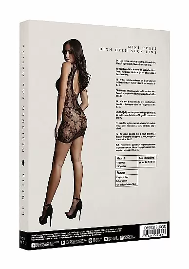 Мини платье High Neck Lace Mini Dress