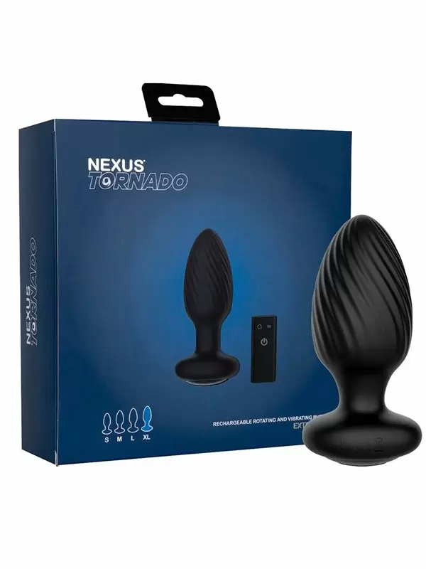 Крупная анальная вибровтулка Nexus Tornado Extra Large с функцией вращения, 9,8см, размер XL, черная | Он и Она 18+