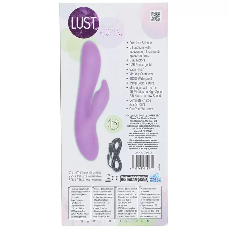 Вибромассажер Хай-Тек Lust by Jopen L15 перезаряжаемый – фиолетовый