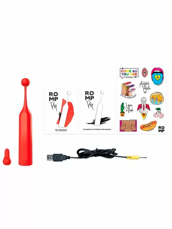 Точечный стимулятор клитора Romp Pop, 3 режима, 14,3 см, красный