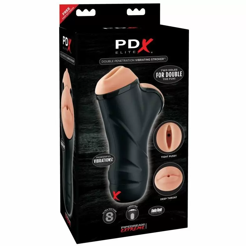 Мастурбатор с двумя тоннелями: PDX ELITE Double Penetration Vibrating Stroker