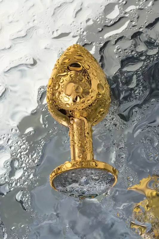 Изящная анальная пробка TOYFA с кристаллом цвета алмаза - золотистый с белым