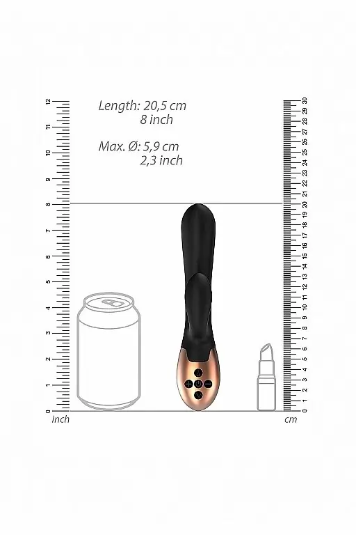 Вибратор-кролик с функцией нагрева Exquisite (черный): 20.5 см, 10 режимов вибрации, АБС/силикон