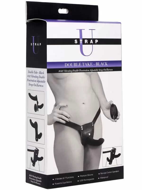 Двухсторонний страпон Double Take, 27,3 см, силикон, черный