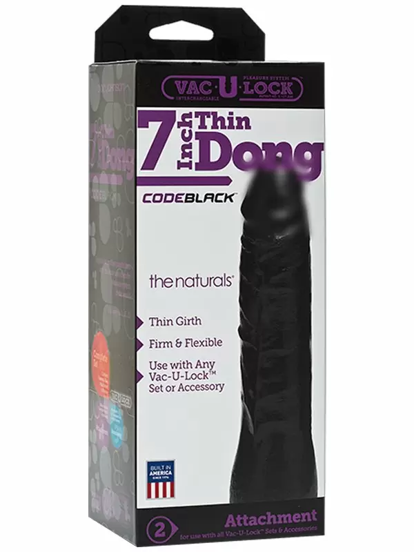 Реалистичная насадка для страпон систем фаллоимитатор Vac-U-Lock CodeBlack, 18 см, черный