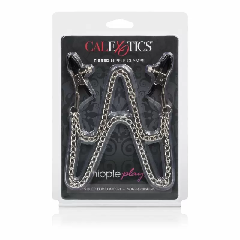 Зажимы на соски Nipple Play Tiered Nipple Clamps с двойной цепочкой – серебристый