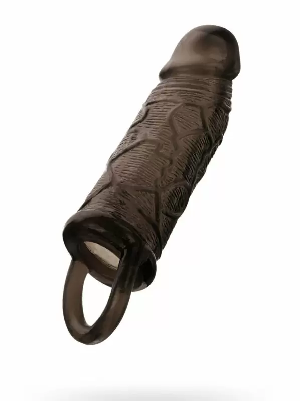 Реалистичная увеличивающая насадка TOYFA XLover с подхватом мошонки – серый