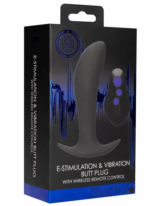 Инновационная анальная вибропробка Shots toys Ouch!, с электростимуляцией, 3 режима, с пультом Д/У