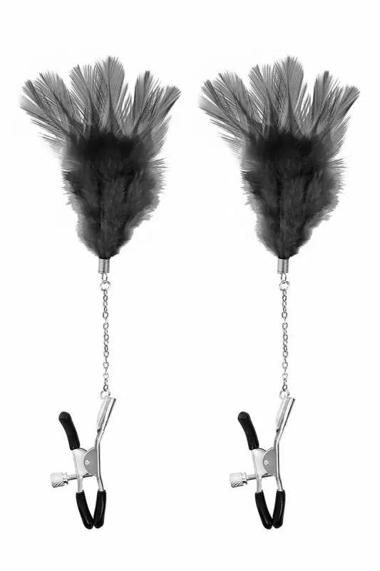 Зажимы для сосков с черными перьями Sweet Caress