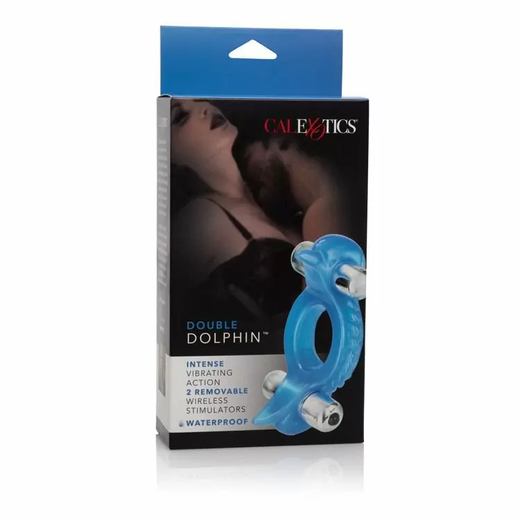 Виброкольцо для пар Calexotics Double Dolphin – синий