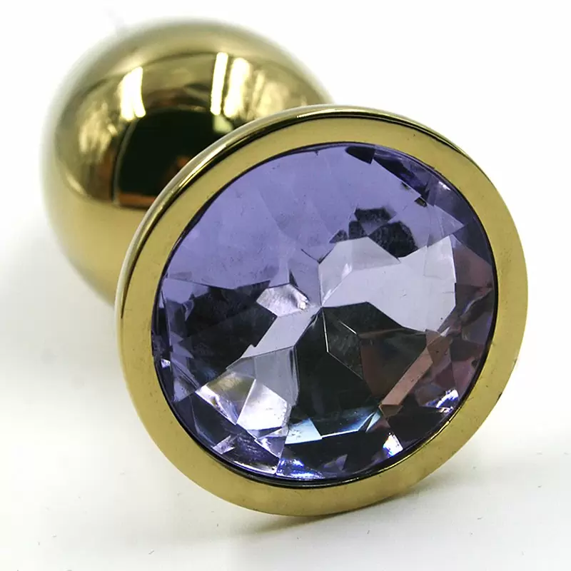 Средняя алюминиевая анальная пробка Kanikule Medium с кристаллом – золотистый с лавандовым