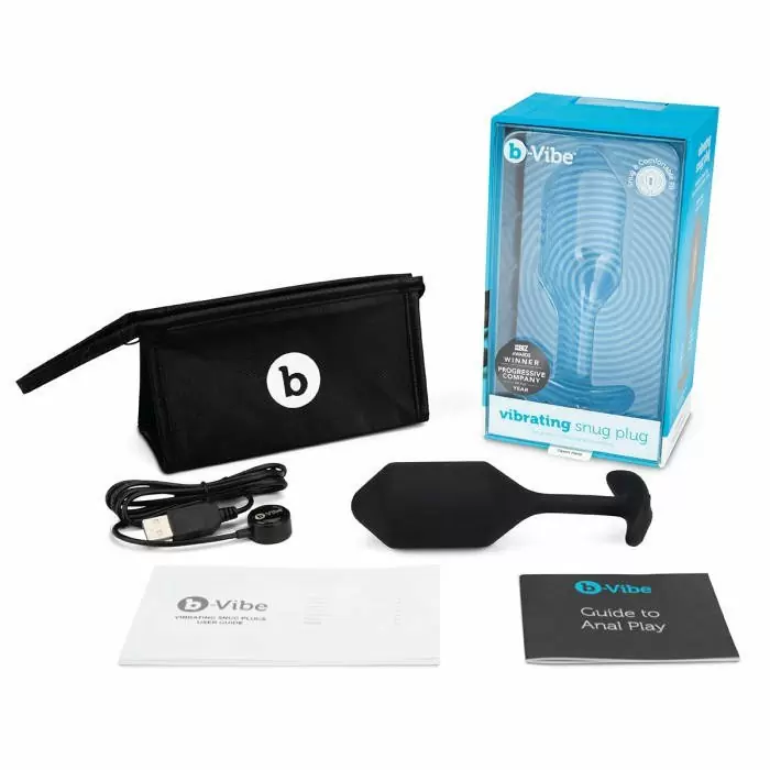 Пробка для ношения с вибрацией черная B-Vibe Vibrating Snug Plug 4