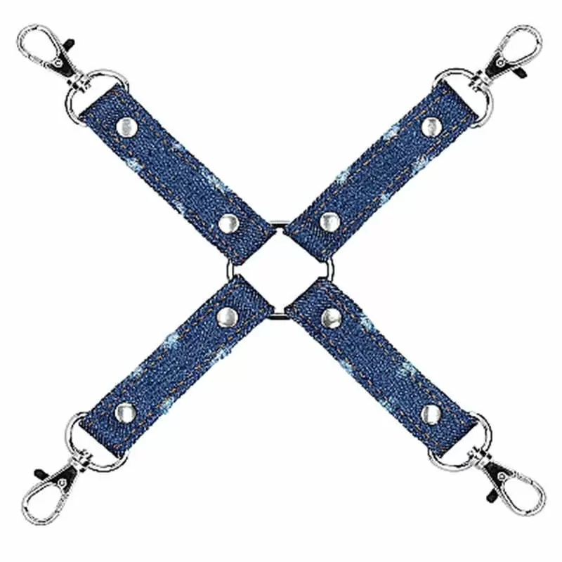 Крестообразный фиксатор Roughend Denim Style для наручников и наножников — голубой