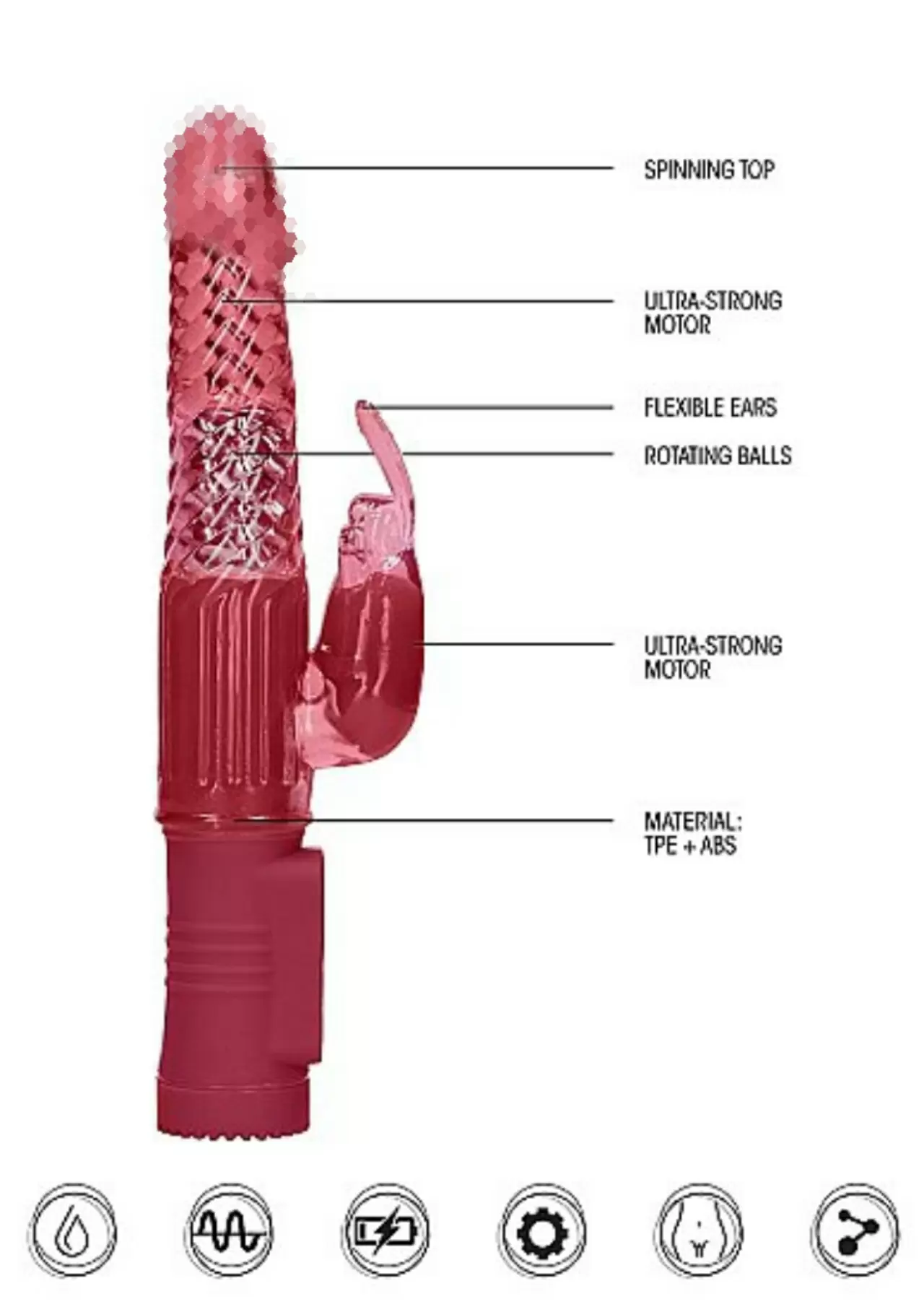 Вибратор кролик Rotating Rabbit - красный