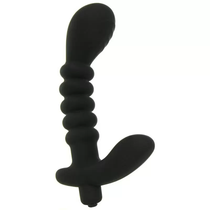 Ребристый стимулятор простаты Ribbed Prostate Vibe с вибрацией – черный
