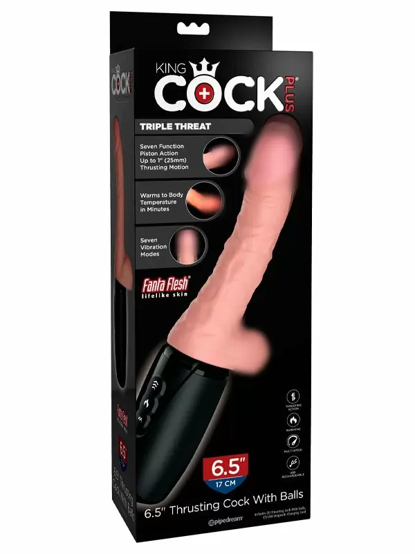 Компактная секс-машина Pipedream King Cock Plus, 14 см, TPE, 7 режимов