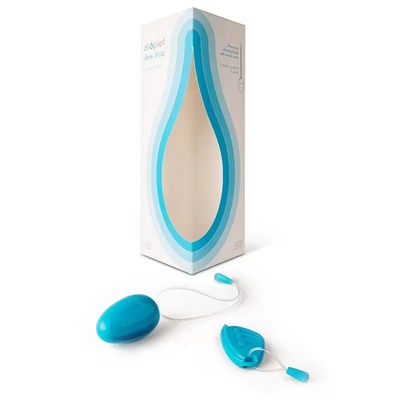 Вибро-яйцо Dew Drop с пультом управления – голубое