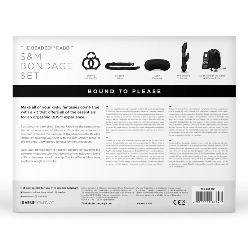 Игровой набор для пары из 7 предметов The Beaded Rabbit S&M Bondage Set - черный