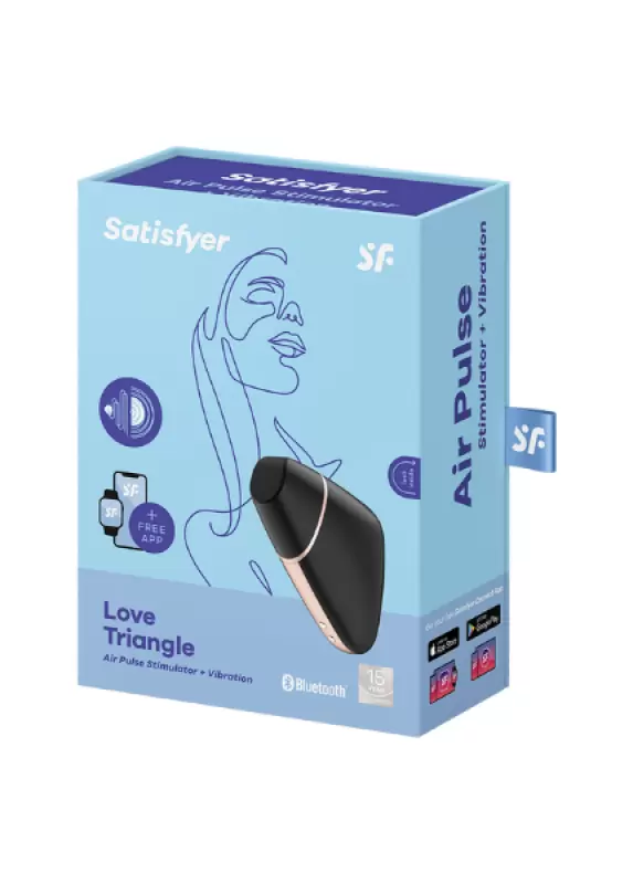 Вакуумно-волновой стимулятор клитора Satisfyer Love Triangle, управление через приложение, 9 см, черный