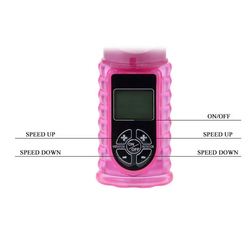 Водонепроницаемый ротатор-вибромассажер двойного действия Hot Baby с ЖК-дисплеем – розовый