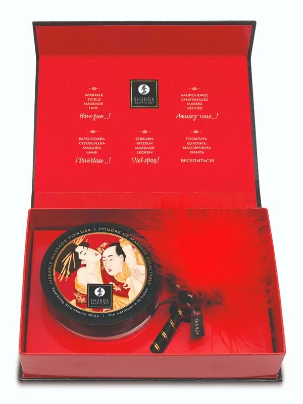 Ароматизированная массажная пудра Shunga Шампанское и клубника, без добавления сахара, 290 г