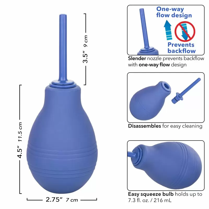 Анальный душ Cheeky One-Way Flow Douche, 20,5 см, ПВХ, синий
