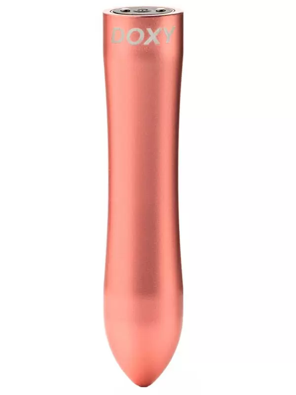 Футуристичная вибропуля Doxy Bullet серебряная, 7 режимов, 12 см, алюминий, розовый