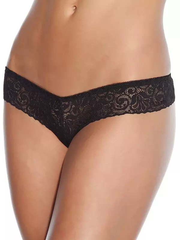 Трусики-тонг Coquette с жемчужной нитью – черный, Queen Size