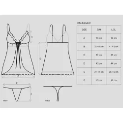 Черный беби долл из цветочного кружева со стрингами Catia (Obsessive) – L/XL