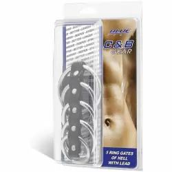 Хомут на пенис с 5 металлическими кольцами Blueline Gates Of Hell - чёрный