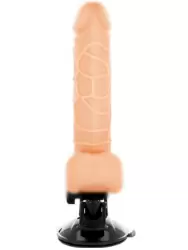 Реалистичный вибратор Dream Love BASECOCK REALISTIC VIBRATOR REMOTE CONTROL NATURAL, с мошонкой, с пультом Д/У, 19,5 см, ТПР, светлый телесный