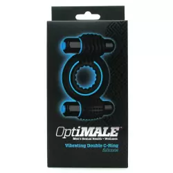 Двойное эрекционное кольцо с вибрацией OptiMALE Vibrating Double C-Ring – черный