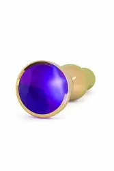 Золотая анальная пробка с сапфировым кристаллом Gold Plug - Purple Sapphire