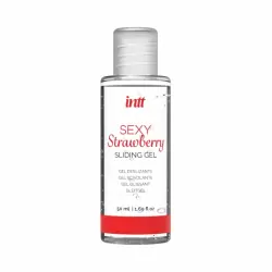 Лубрикант на водной основе «Sliding Gel Strawberry» в комплекте с черными трусиками, Intt Cosmetics