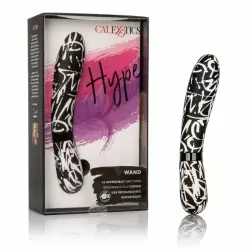 Пёстрый вибромассажёр с аккуратным изгибом Calexotics Hype™ Wand – чёрный, белый  