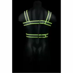 Светящаяся портупея из экокожи Body Harness - Glow in the Dark (S/M)