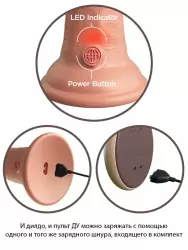 Реалистичный фаллоимитатор Pipedream King Cock Elite, с пультом Д/У, 7 режимов, 22,9 см