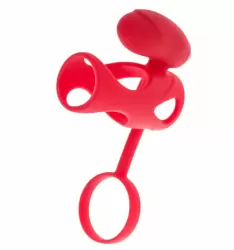 Насадка на пенис с кольцом и клиторальным стимулятором TOYFA Black&Red – красный