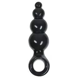 Анальная пробка с кольцом Jolie Ripples Small – черная
