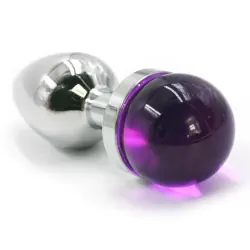 Маленькая алюминиевая анальная пробка Kanikule Small с украшением на основании – серебристый с фиолетовым