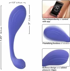 Рельефный вибромассажер-тренажер кегеля CALEXOTICS CONNECT™ KGL EXRCSR, 18,5 см, 9 режимов, синий