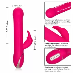 Прямой вибратор-кролик Calexotics Jack Rabbit Signature Silicone Beaded Rabbit, с утолщённой головкой, 14 см, розовый