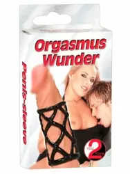 Эластичная открытая насадка на пенис Orgasmus Wunder, 6 см, сетчатая, черный