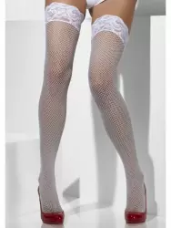 Чулки в мелкую сеточку Искушение (Fever) – белый